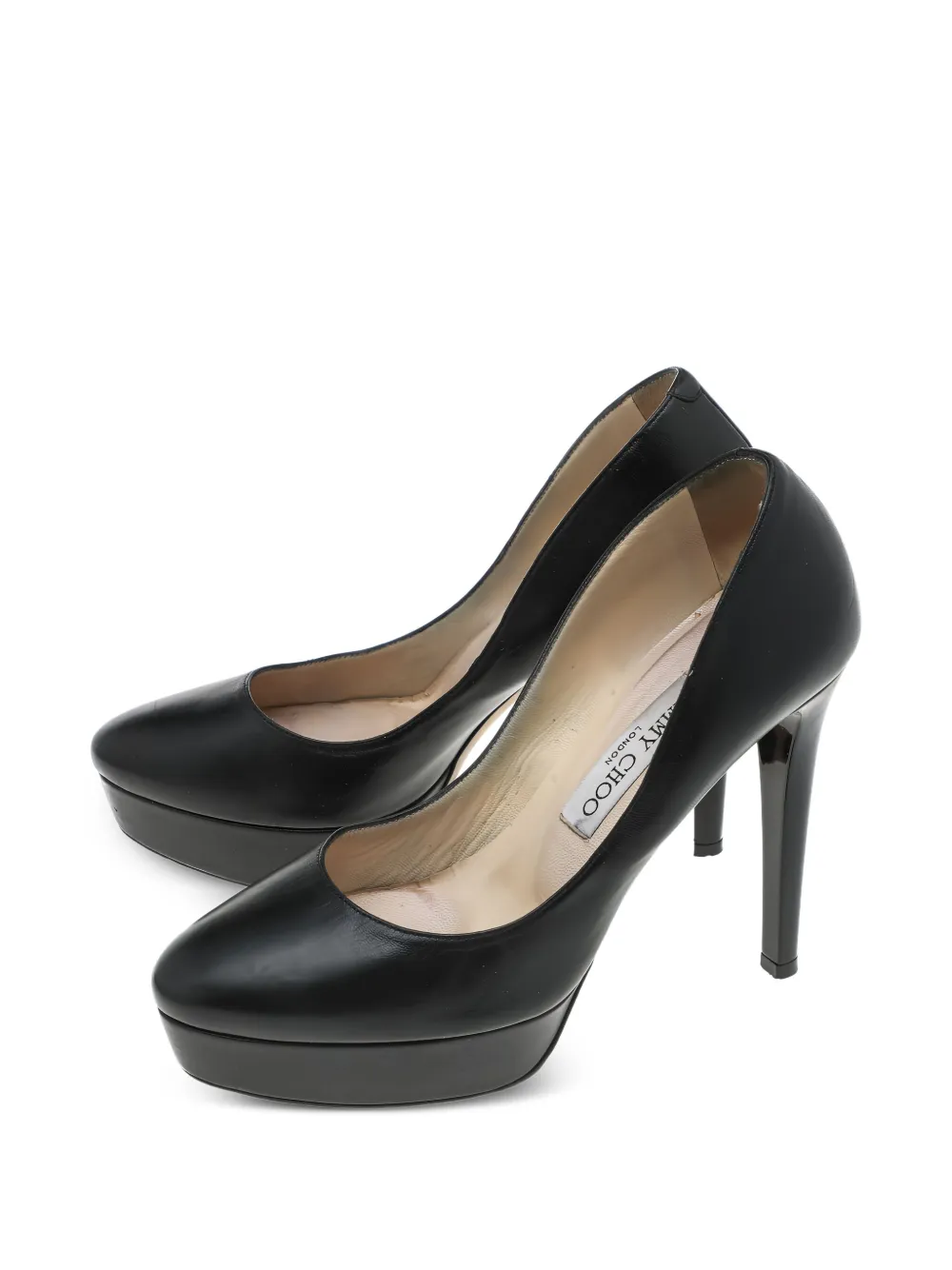 Jimmy Choo Pre-Owned 130mm leather cosmic platform pumps Black