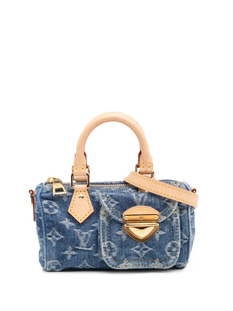 Louis Vuitton Pre-Owned 2021-2025 Monogram Denim Nano Speedy Bandouliere satchel