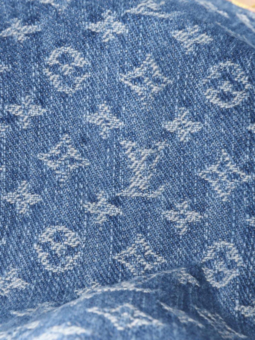 Pre-owned Louis Vuitton 2021-2025 Monogram Denim Nano Speedy Bandouliere Satchel