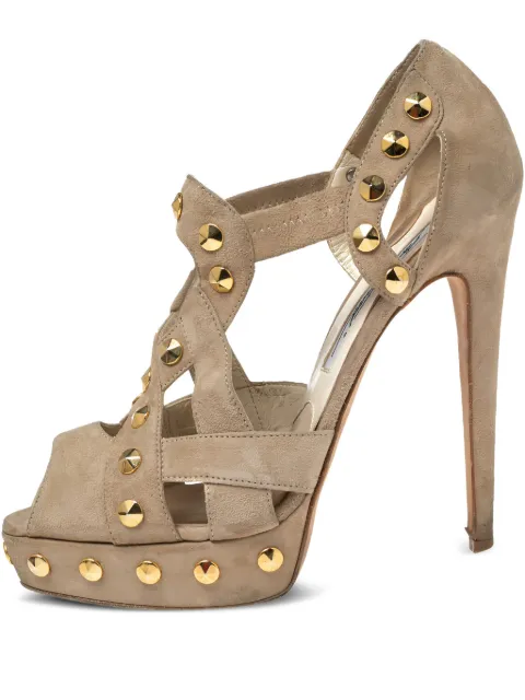 Brian Atwood pre-owned 135mm studded platform pumps