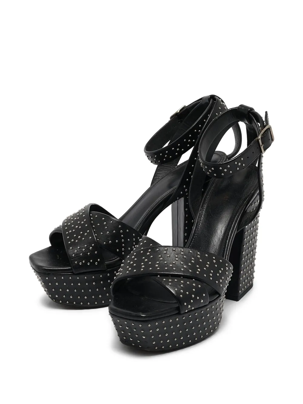 Saint Laurent Pre-Owned Sandalen met studs - Zwart