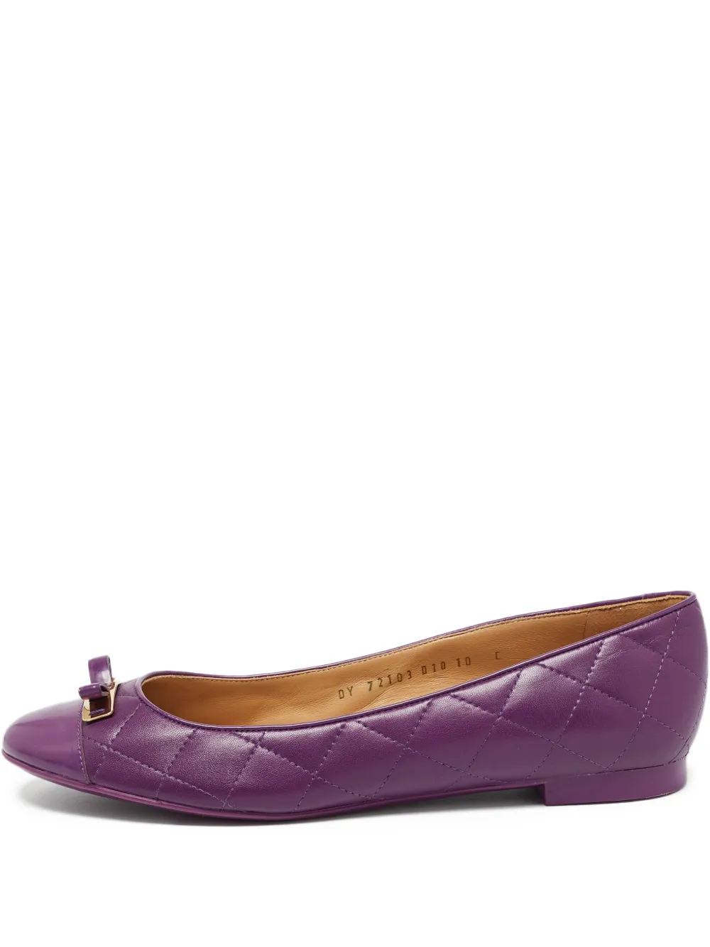 Ferragamo Pre-Owned quilted ballet flats | Purple | Image 1