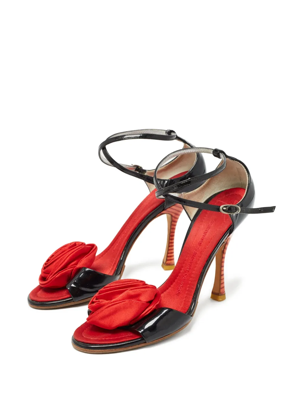 Giuseppe Zanotti Vintage Pre-owned 105 mm sandalen verfraaid met roos - Zwart
