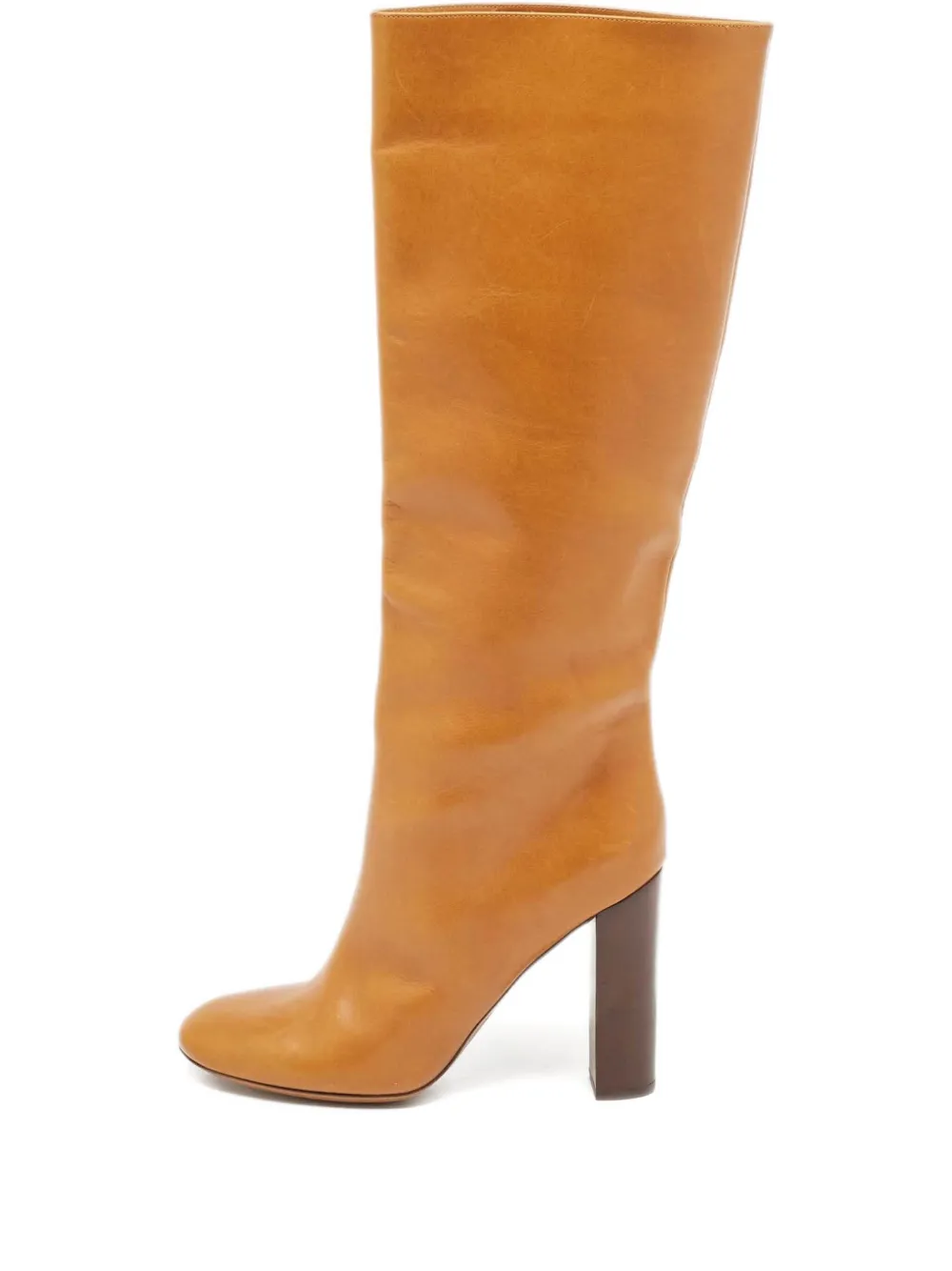 120mm leather block heel boots