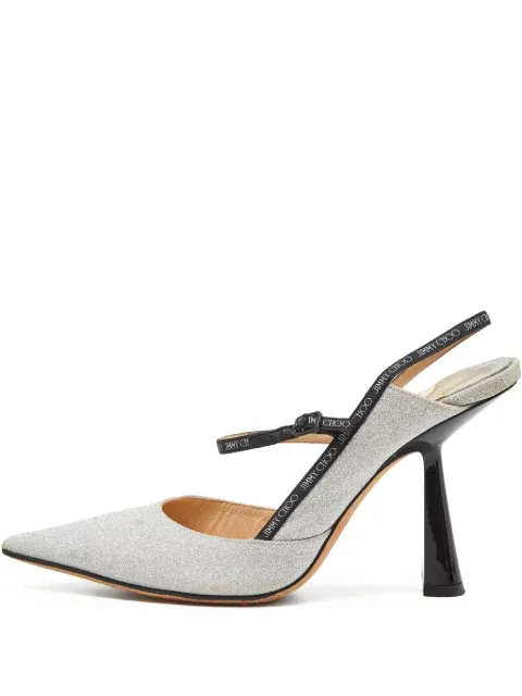 Jimmy Choo Pre-Owned 100mm glitter-embellished slingback pumps