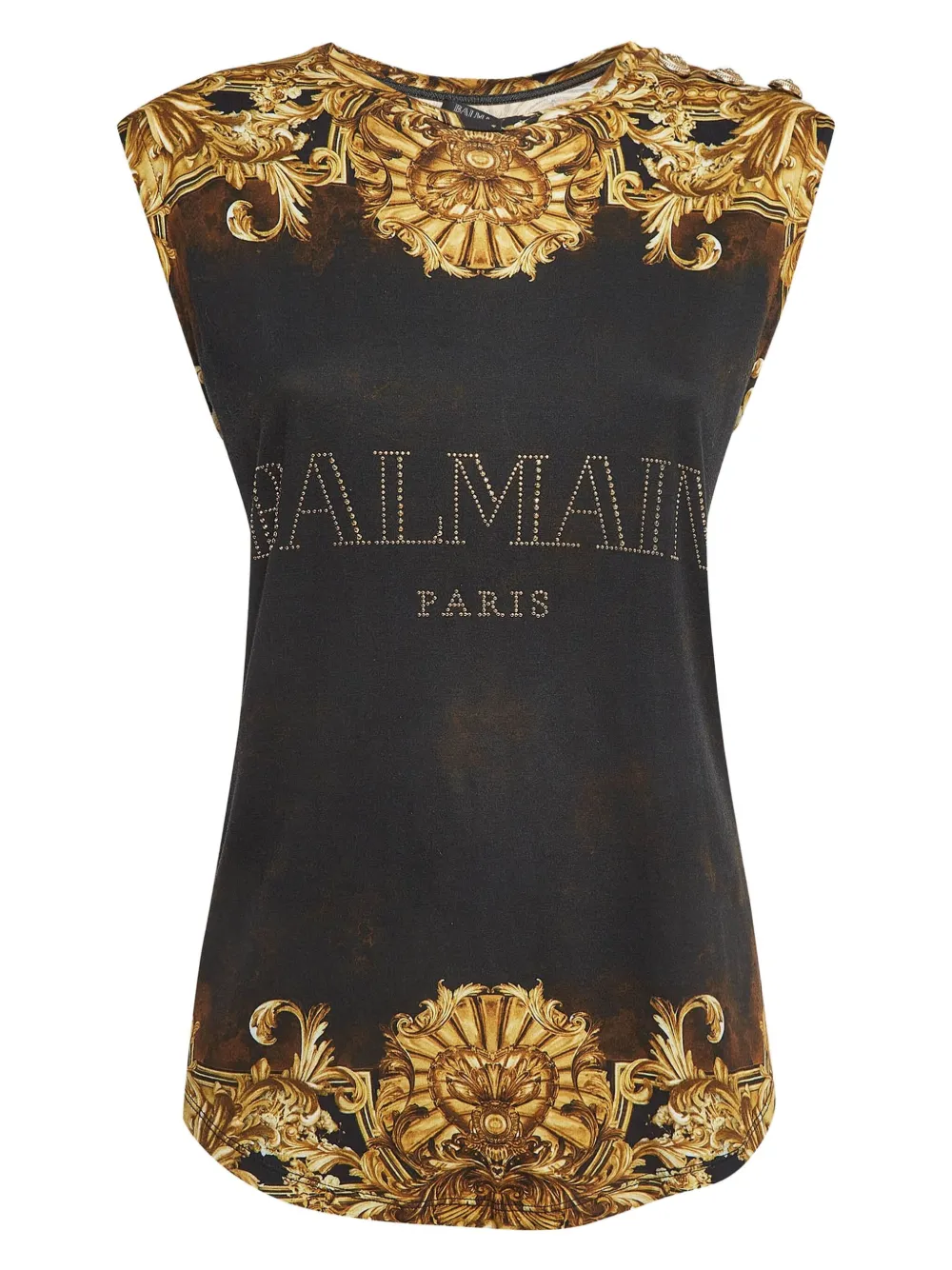 Balmain Pre-Owned graphic-embellished tank top | Black | Image 1
