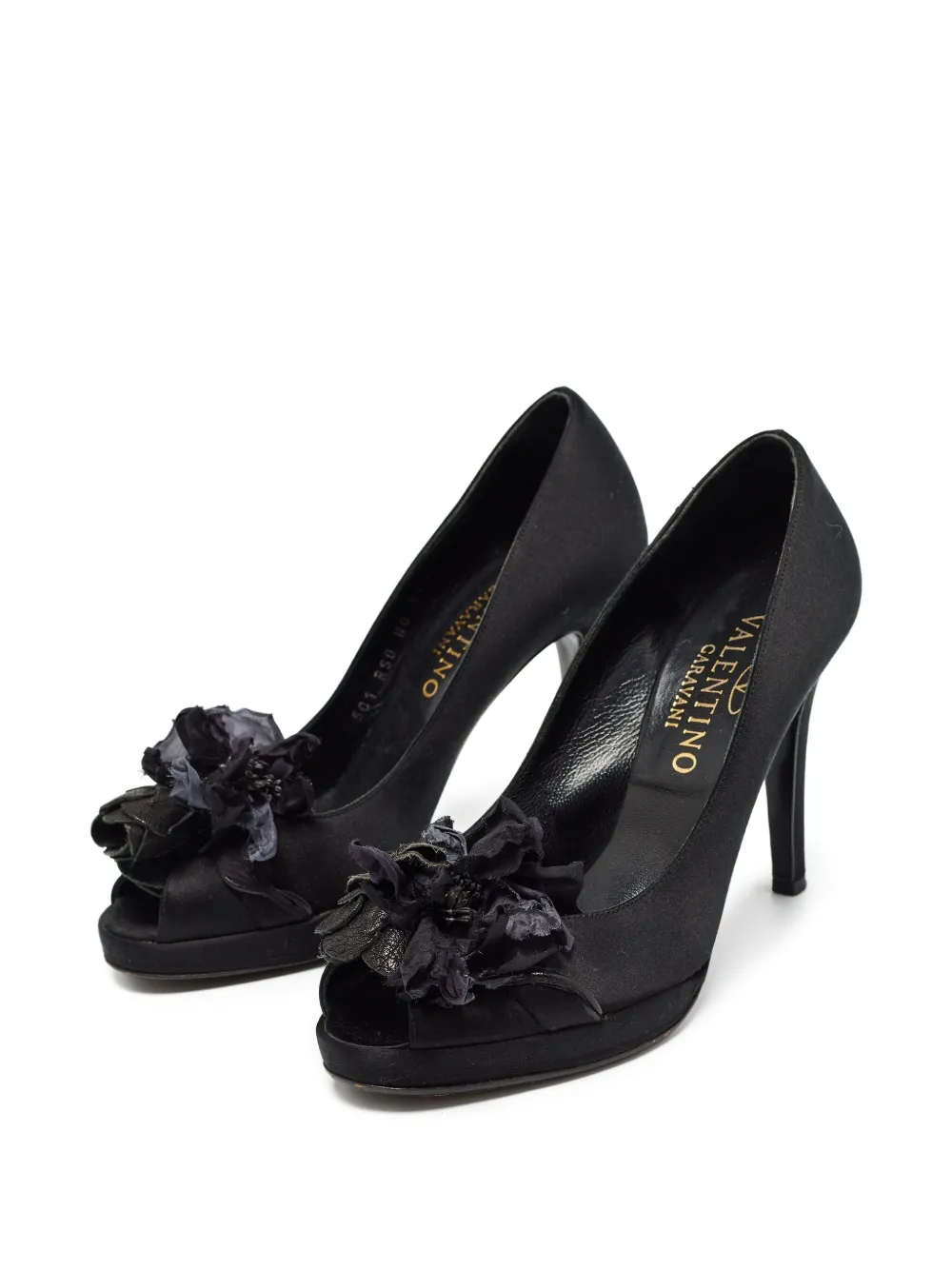 Valentino Garavani Pre-Owned 100 mm pumps met bloemenpatch - Zwart