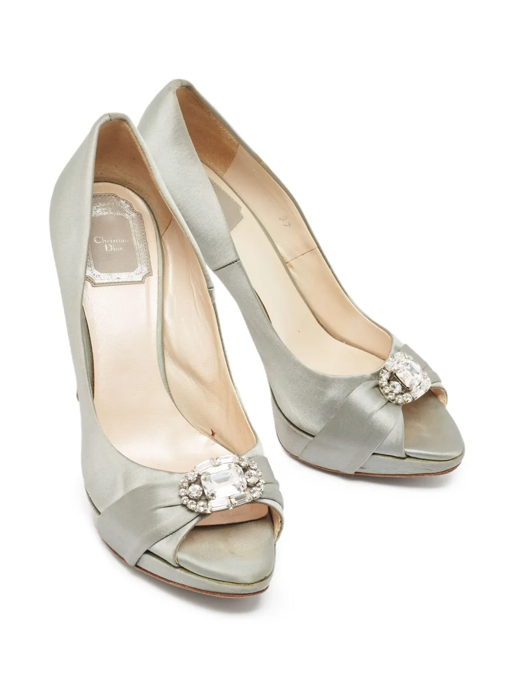 Christian Dior Pre-Owned 110 mm satijnen pumps - Grijs
