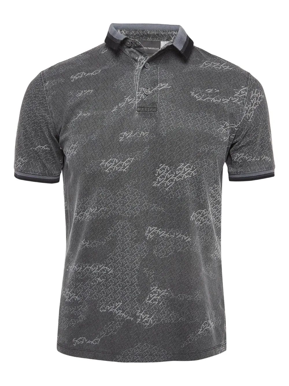 Emporio Armani Pre-Owned monogram-print polo shirt | Grey | Image 1