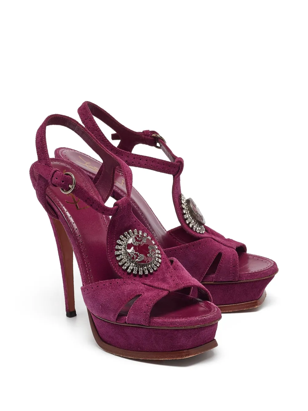 Saint Laurent Pre-Owned 140 mm suède sandalen met hak - Paars