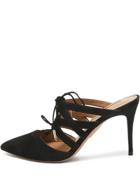 Aquazzura pre-owned 85mm Belgravia lace-up mules