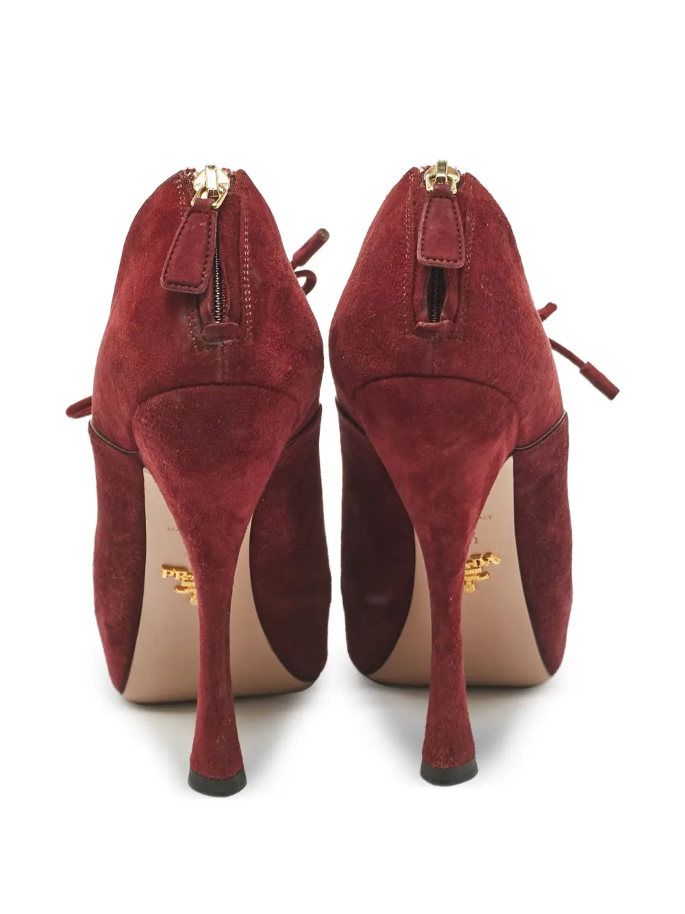 Pre-owned Prada Platform Suede Pumps In Red