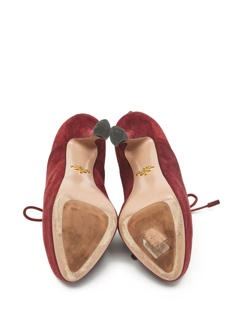 Pre-owned Prada Platform Suede Pumps In Red