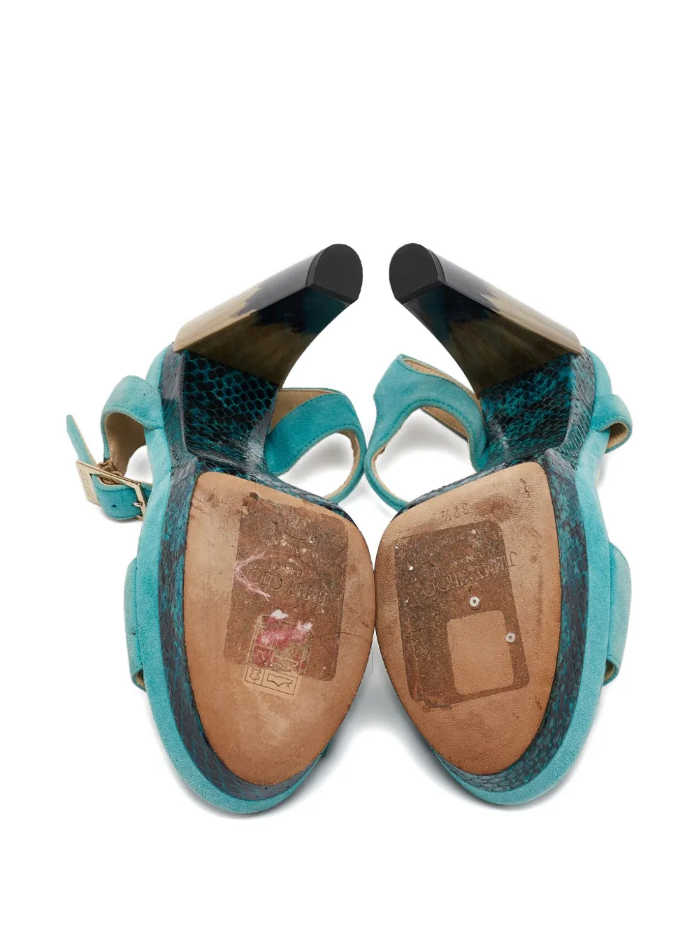 Pre-owned Jimmy Choo 120mm Suede Platform Sandals In Blue