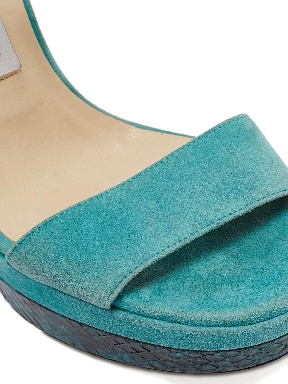 Pre-owned Jimmy Choo 120mm Suede Platform Sandals In Blue