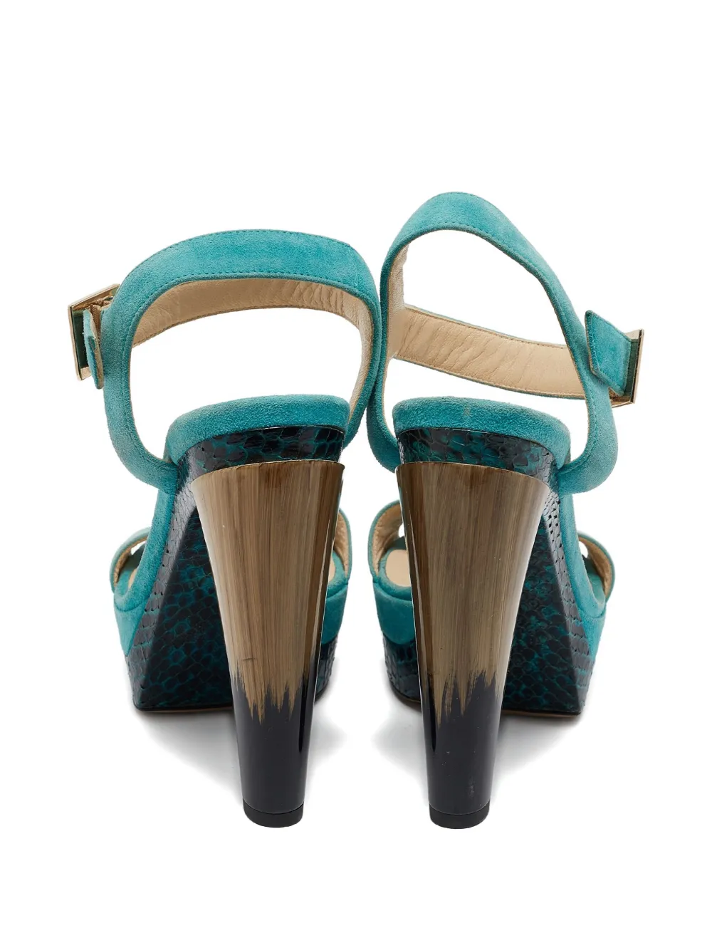 Pre-owned Jimmy Choo 120mm Suede Platform Sandals In Blue