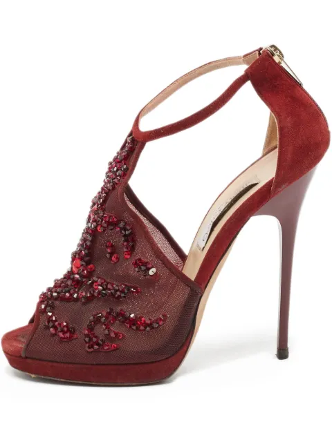 Jimmy Choo Pre-Owned 125mm beaded heeled sandals 
