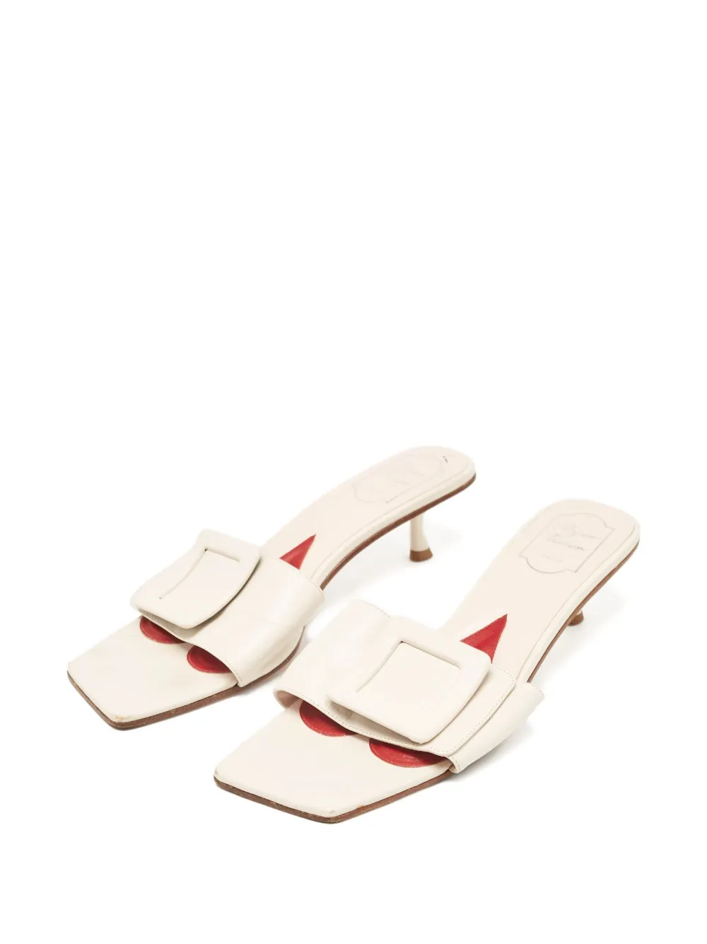 Roger Vivier Vintage 55 mm leren sandalen met hak - Beige