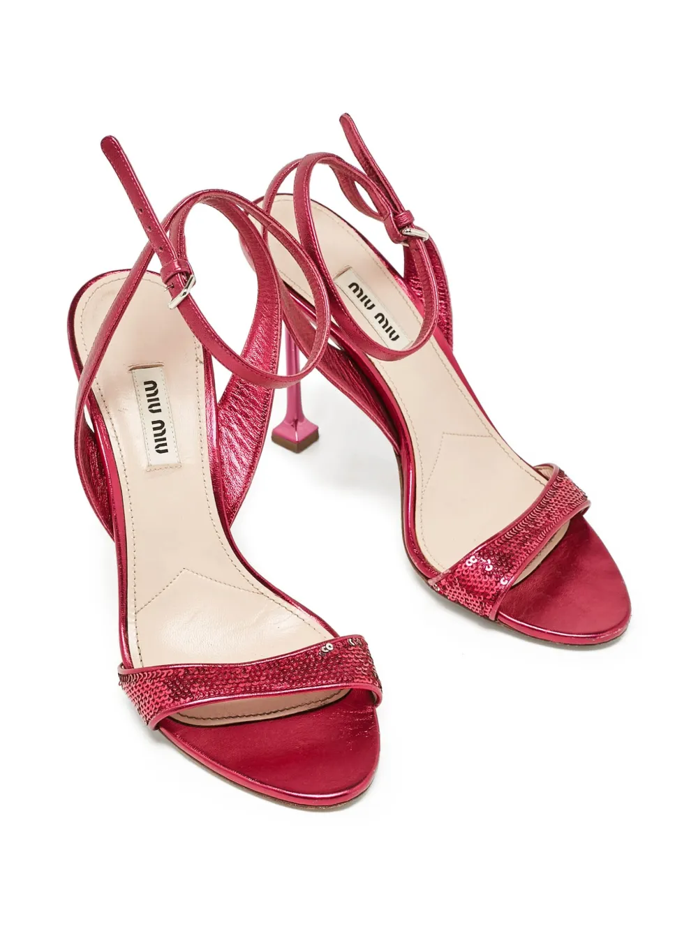 Miu Miu Pre-Owned sequin-embellished metallic heeled sandals | Shoes | Image 2