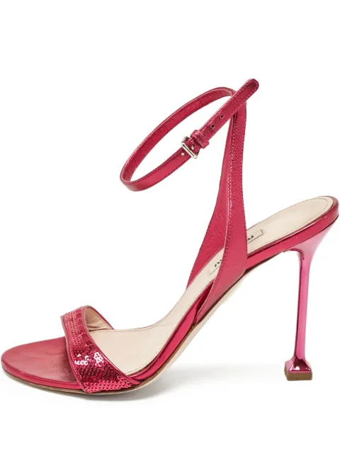 Miu Miu Pre-Owned sequin-embellished metallic heeled sandals