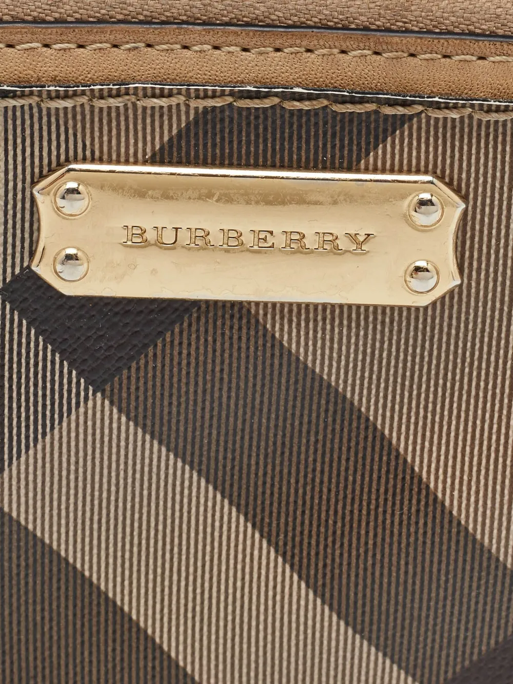 Burberry Pre-owned Leather Check Zip Wallet in Brown, view 4