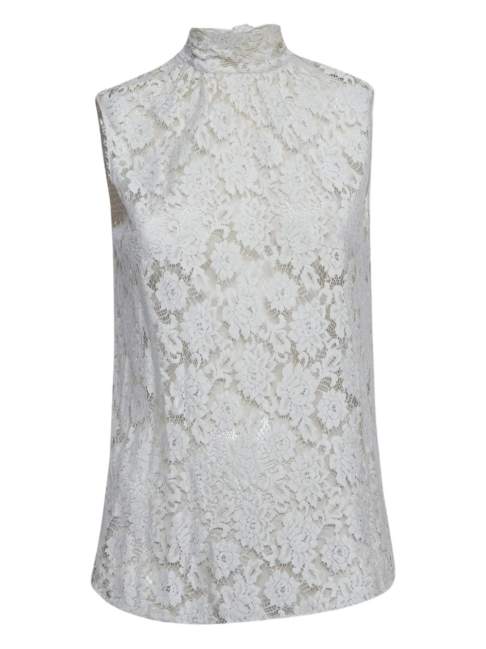 Pre-owned Dolce & Gabbana High-neck Lace Blouse In White
