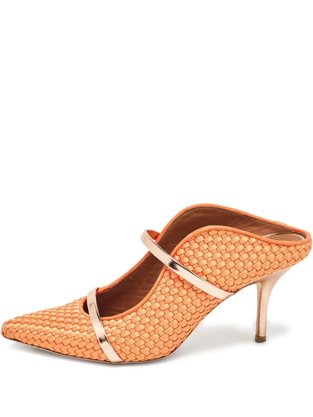Malone Souliers pre-owned 90mm Maureen woven pointed-toe mules | Orange | Image 1