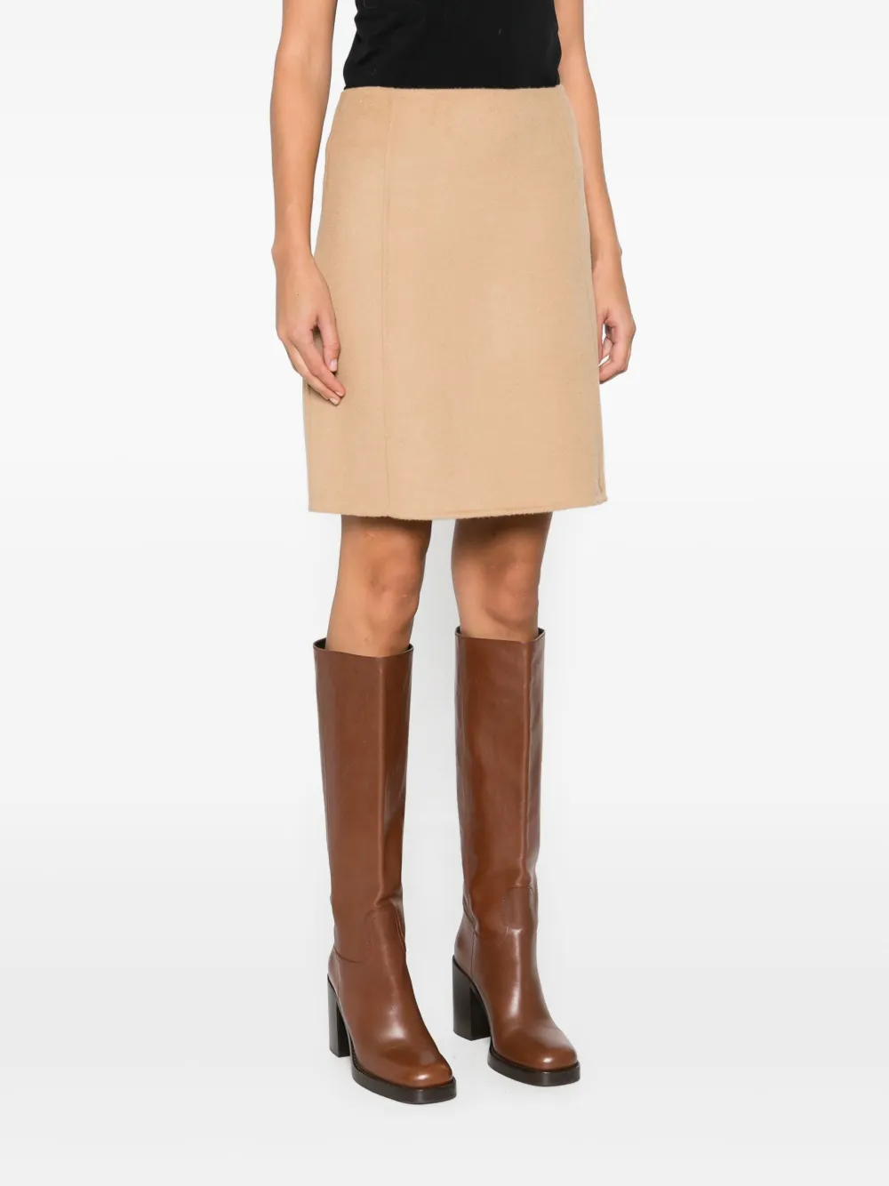 P.a.r.o.s.h Side-split Wool Skirt In Neutral