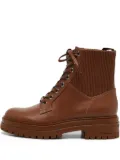 Gianvito Rossi pre-owned ribbed-panel lace-up combat boots - Brown