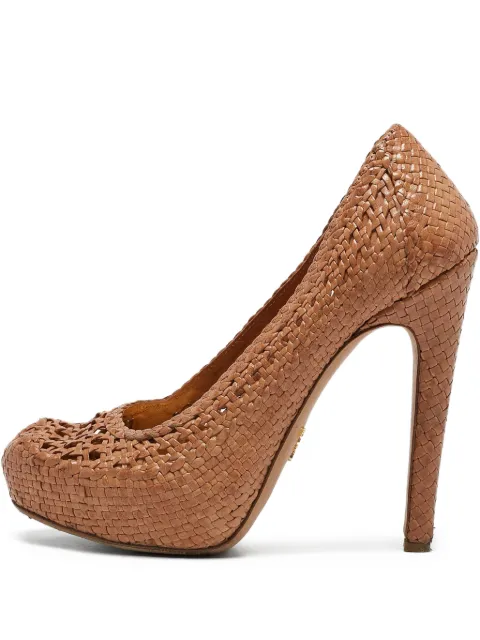 Prada Pre-Owned 140mm woven platform pumps