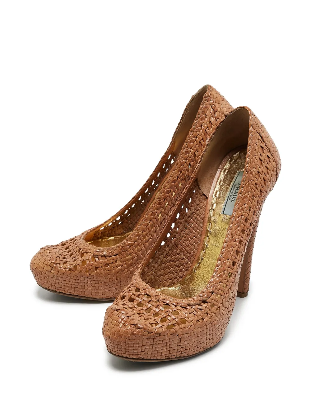 Prada Pre-Owned 140 mm geweven pumps met plateauzool - Bruin