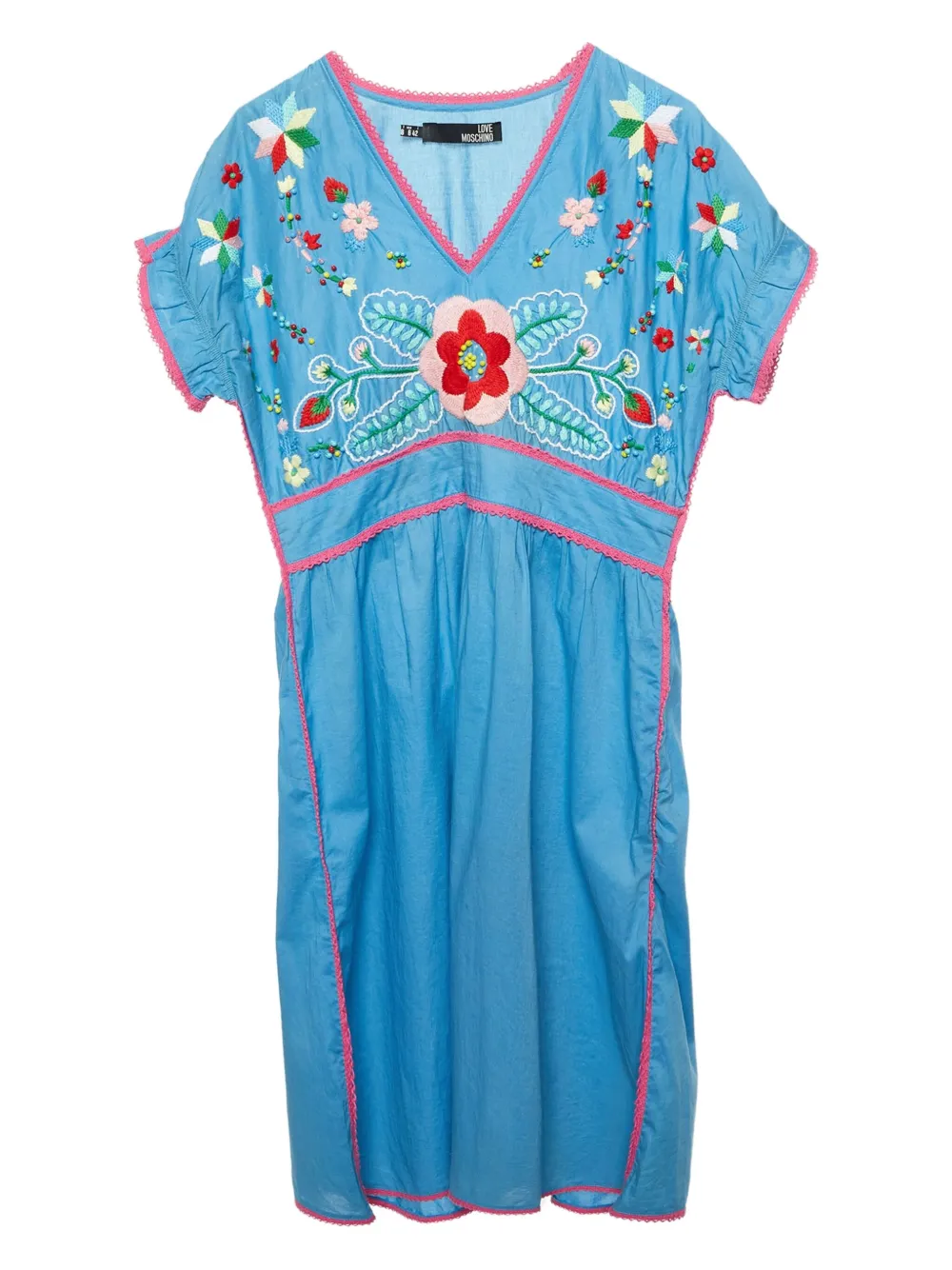 Moschino Pre-Owned floral-embroidered dress | Blue | Image 1