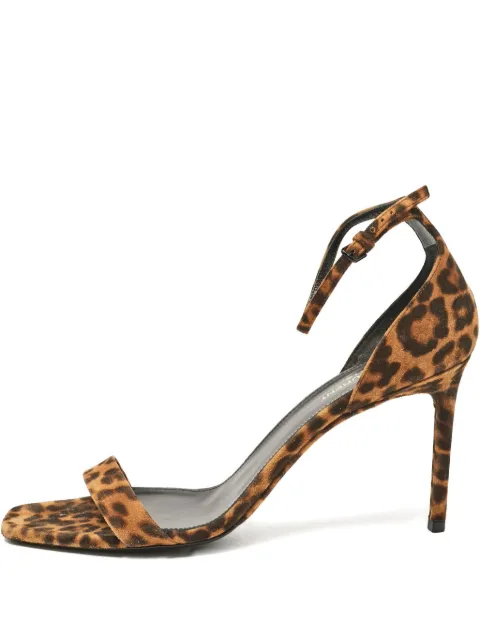 Saint Laurent Pre-Owned 95mm leopard-print suede sandals