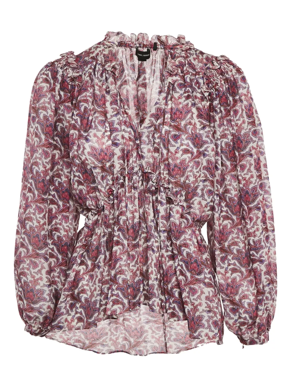 floral-printed puff-sleeve blouse