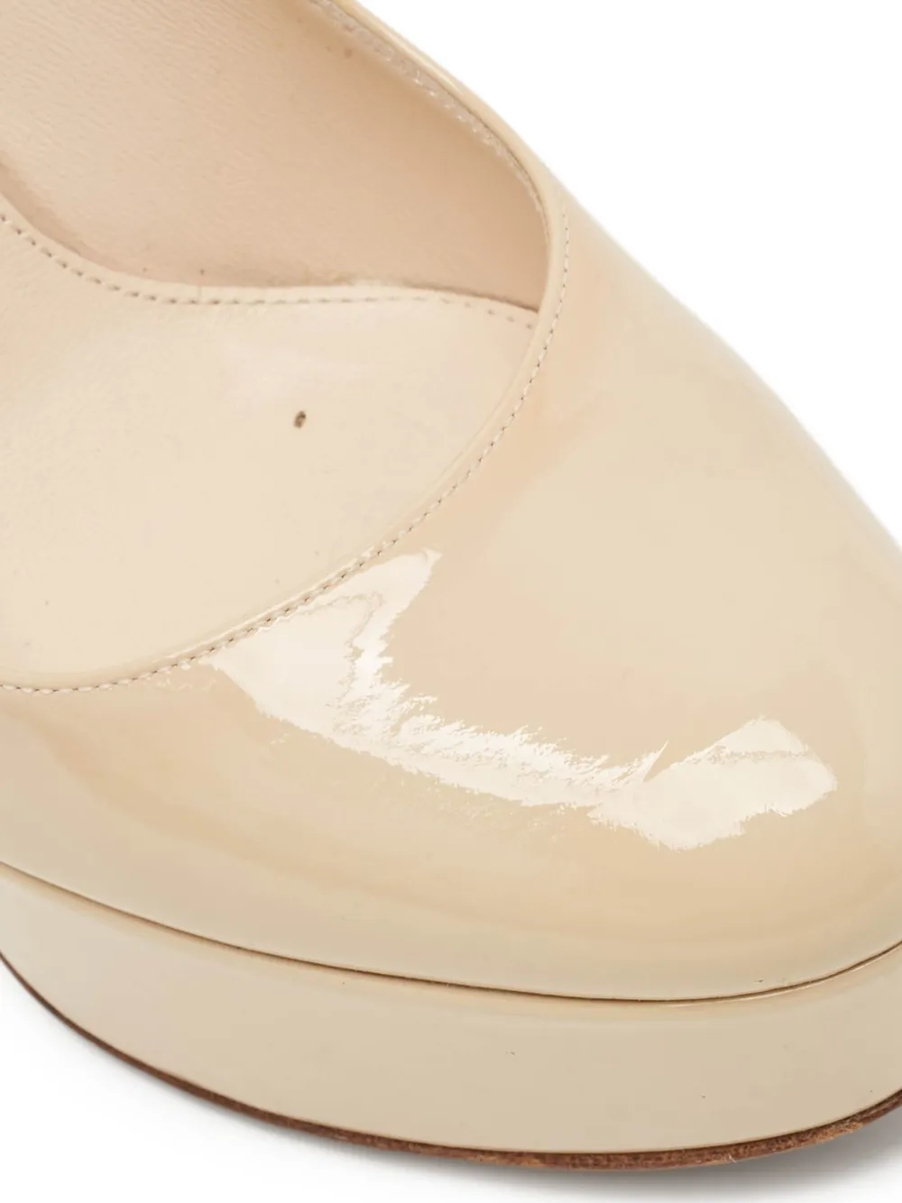 Pre-owned Prada 150mm Leather Heeled Pumps In Neutral