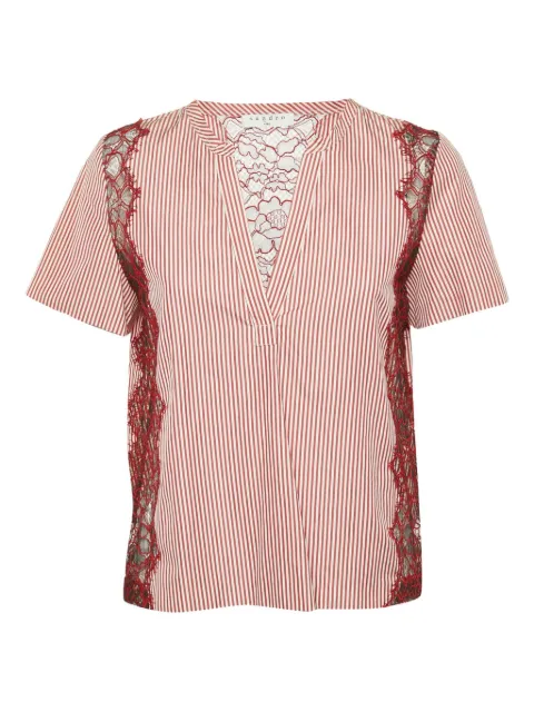 SANDRO pre-owned striped lace-detail top