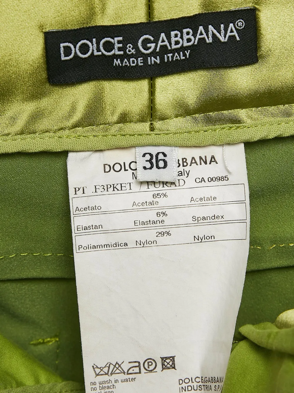 DOLCE & GABBANA Pre-owned Satin Silk Trousers In Green