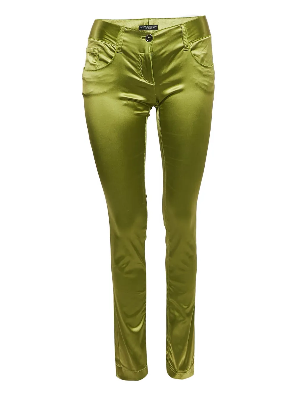 Click to view more detailed imagery on our partner's website Pre-owned Dolce & Gabbana Satin Silk Trousers In Green