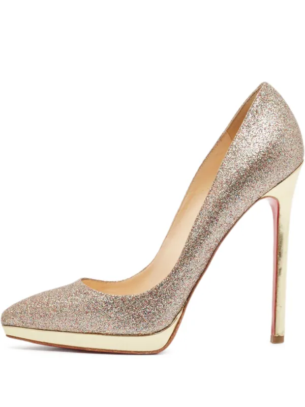 Christian Louboutin Pre-Owned 130mm glitter-embellished Pumps Gold  FARFETCH IN