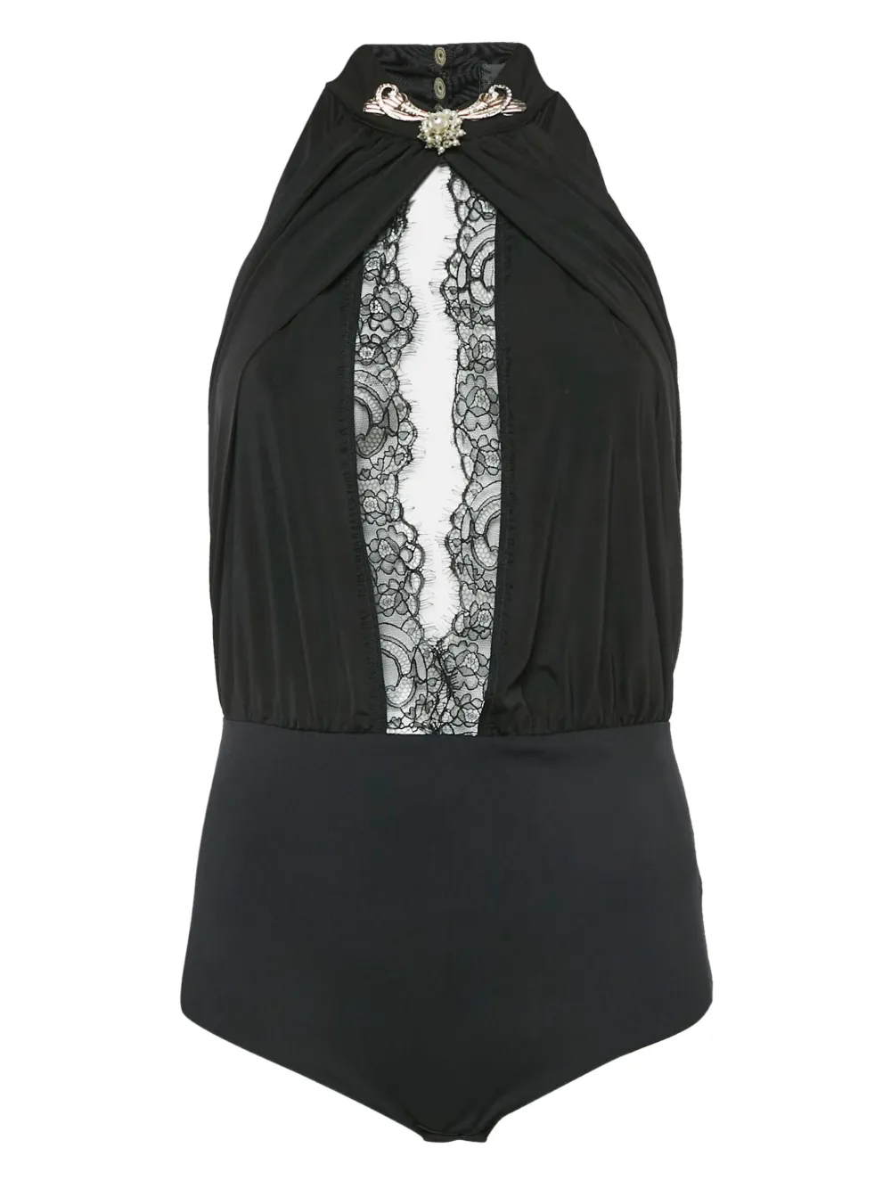 Elisabetta Franchi lace-insert halter body | Black | Image 1