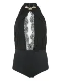 Elisabetta Franchi lace-insert halter body - Black