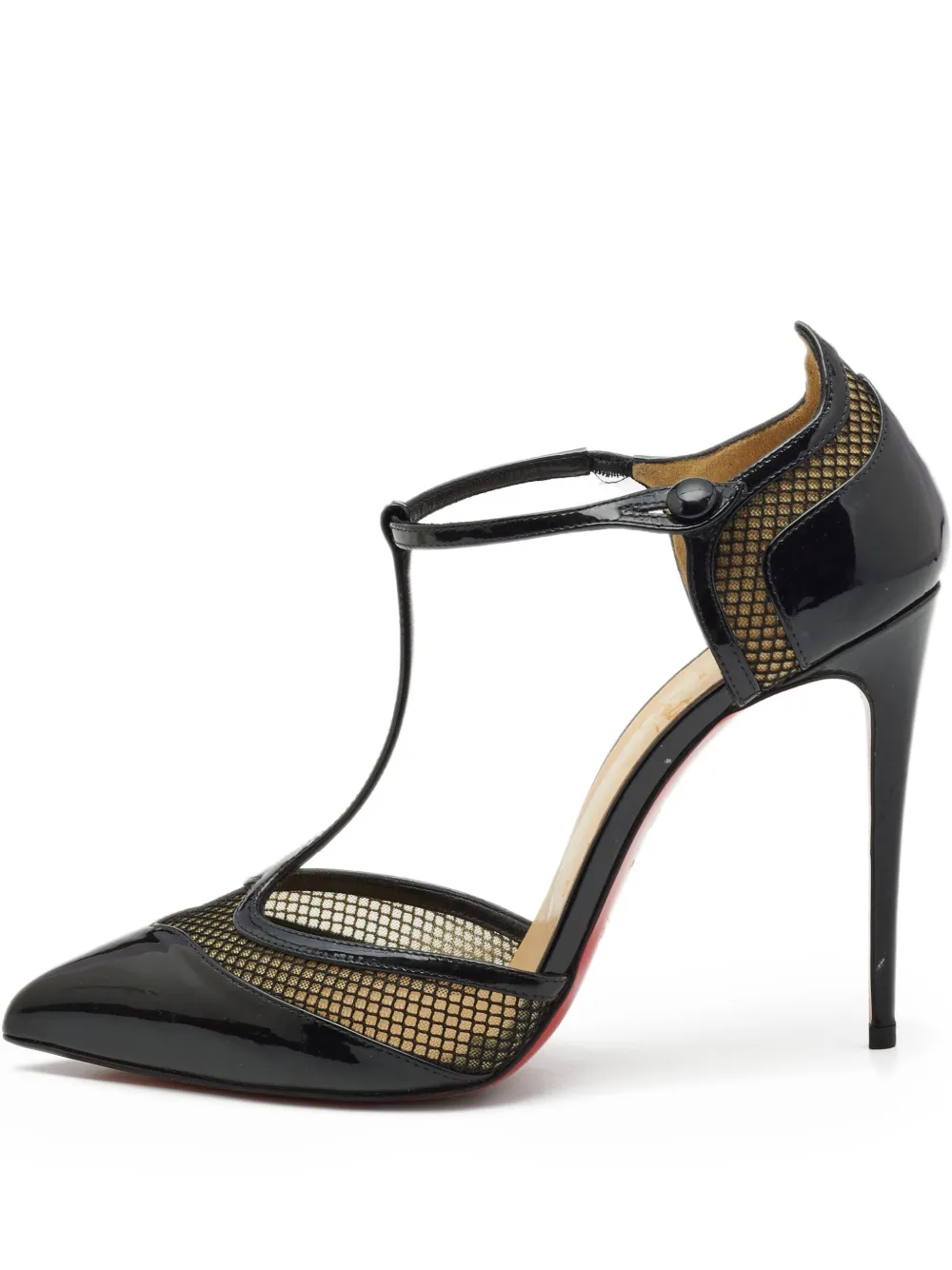 Christian Louboutin Pre-Owned 110mm T-strap mesh panel pumps | Black | Image 1