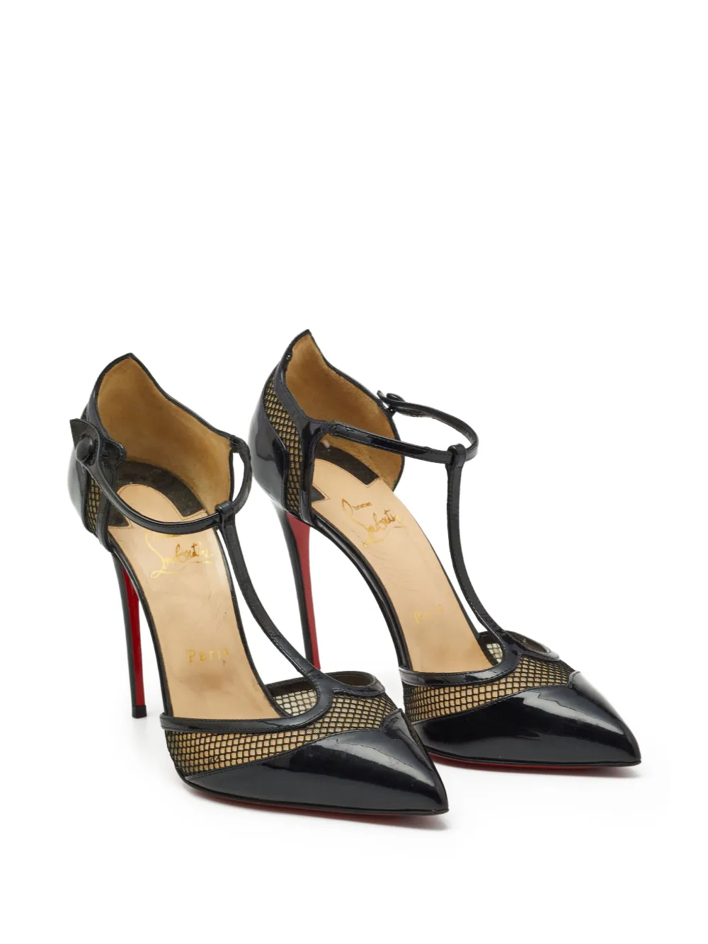 Christian Louboutin Pre-Owned 110mm T-strap mesh panel pumps | Image 2