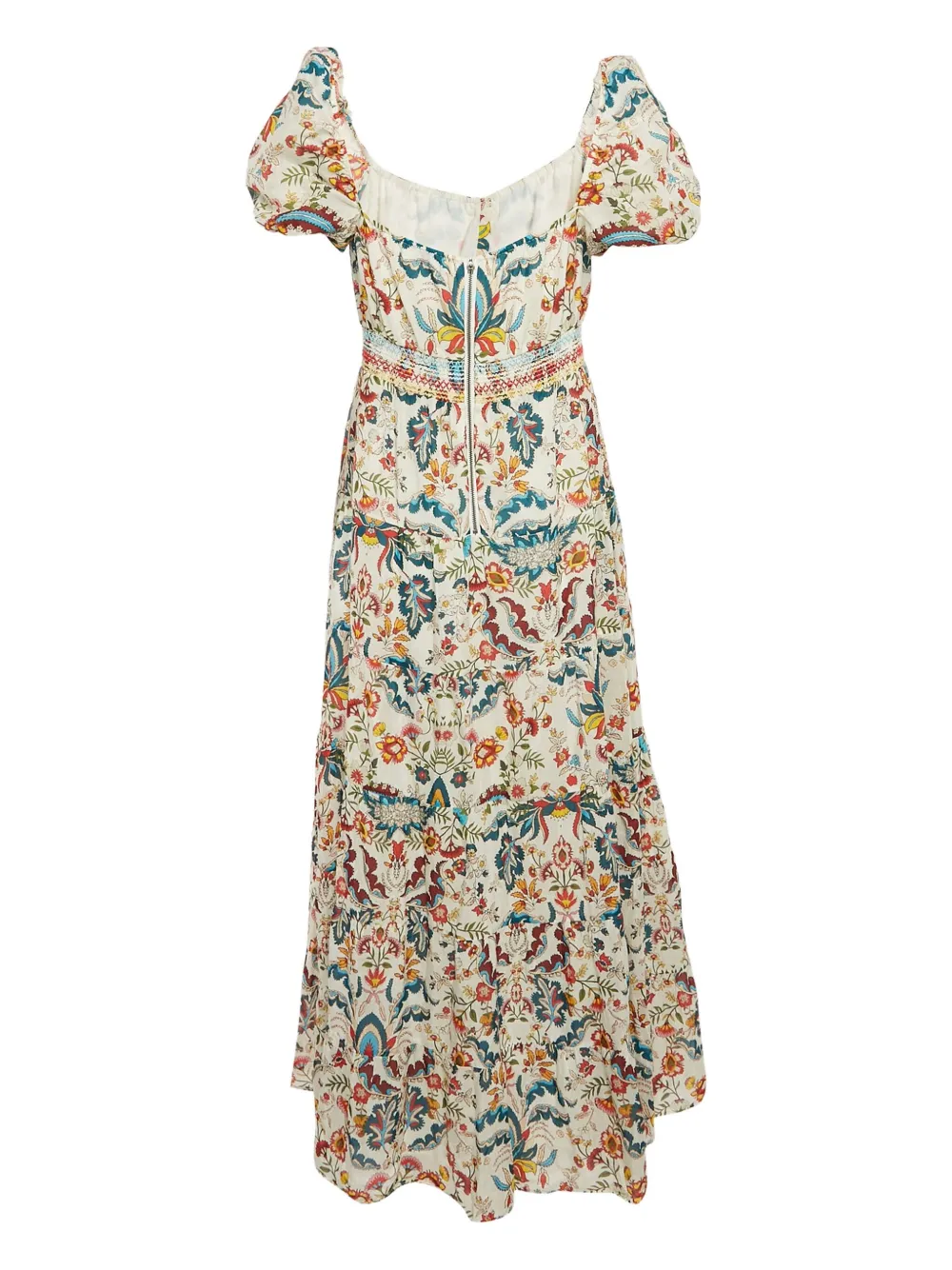 ALICE AND OLIVIA Pre-owned Puff-sleeve Floral-print Maxi Dress In White