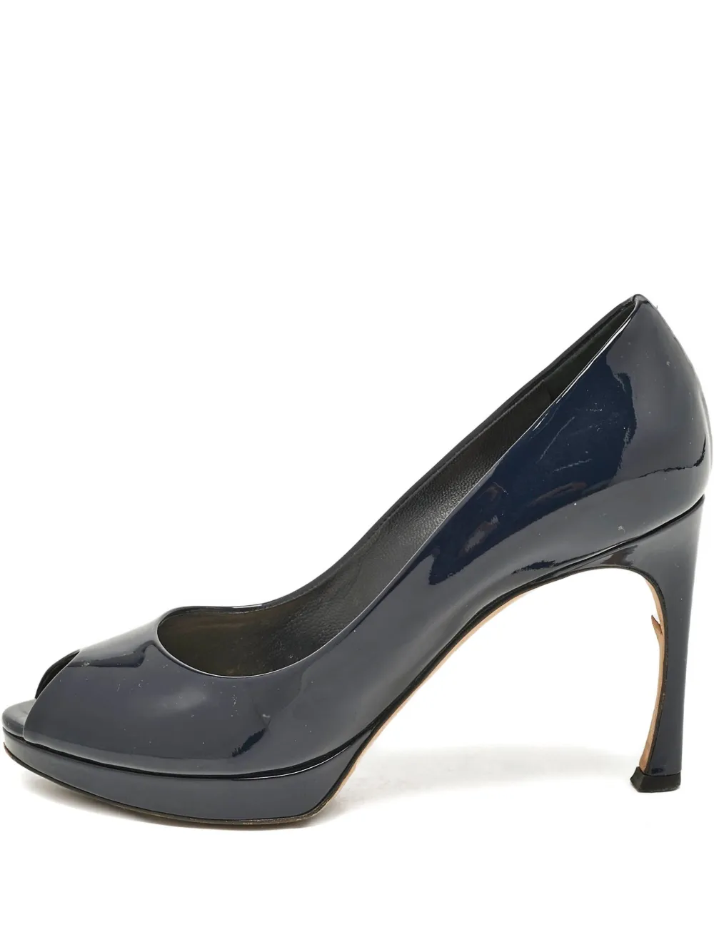 Christian Dior Pre-Owned エナメルレザーピープトゥパンプス - ブルー Christian Dior Pre-Owned エナメルレザーピープトゥパンプス - ブルー