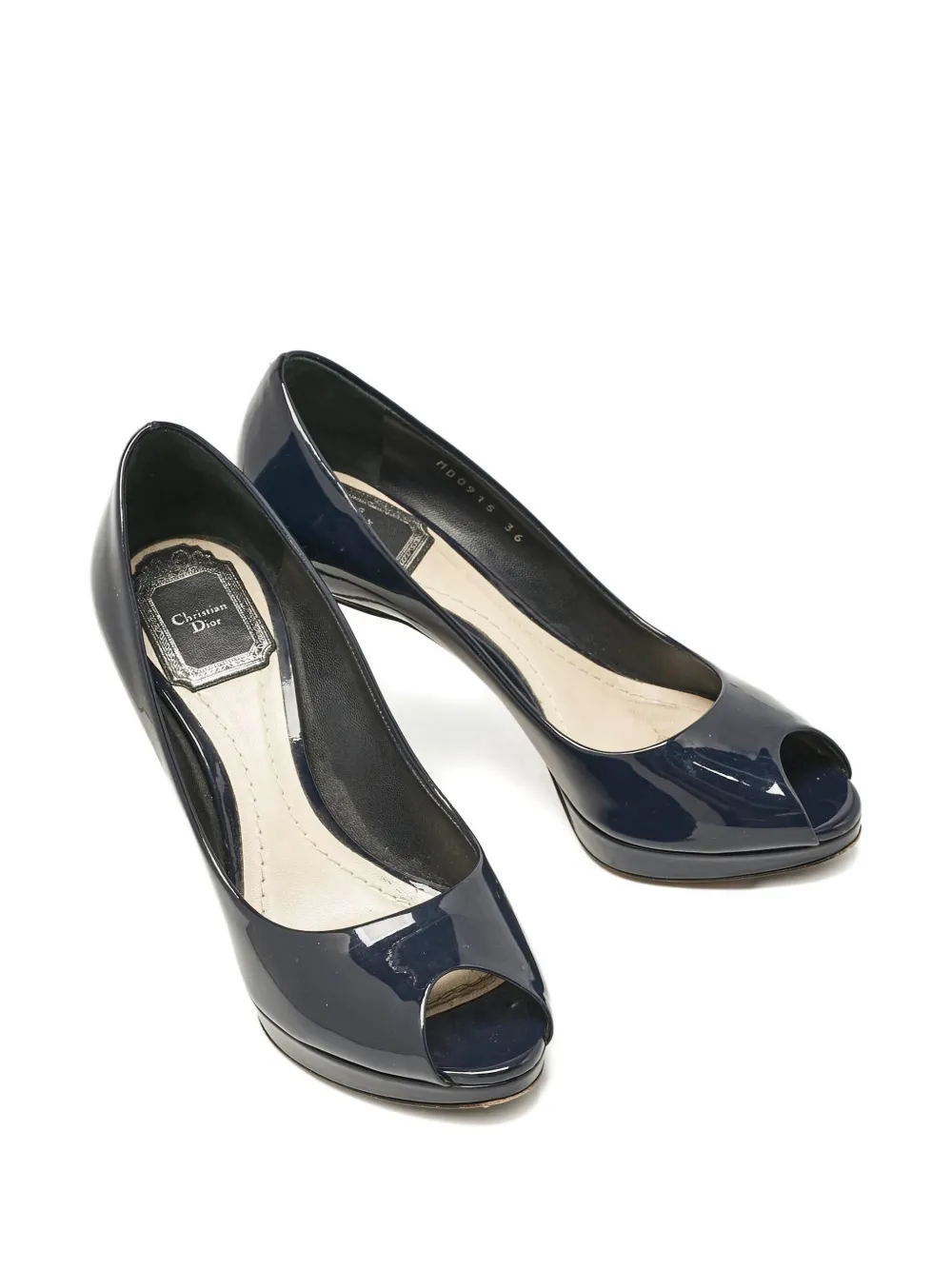 Christian Dior Pre-Owned Lakleren pumps met open neus - Blauw