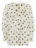 GANNI polka dot ruffled blouse - Neutrals