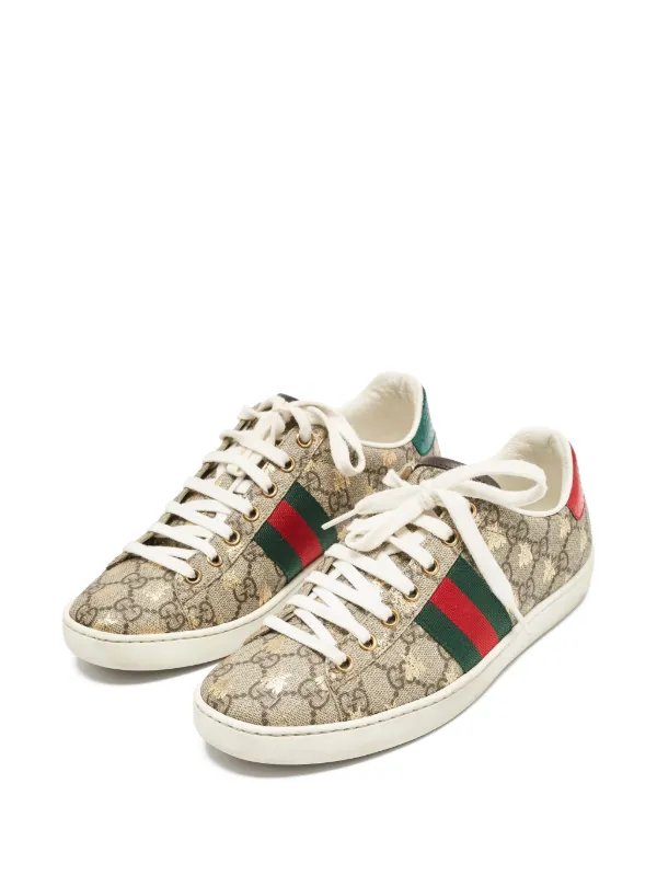 Gucci Pre-Owned GG-Supreme Canvas Sneakers Neutrals FARFETCH GE