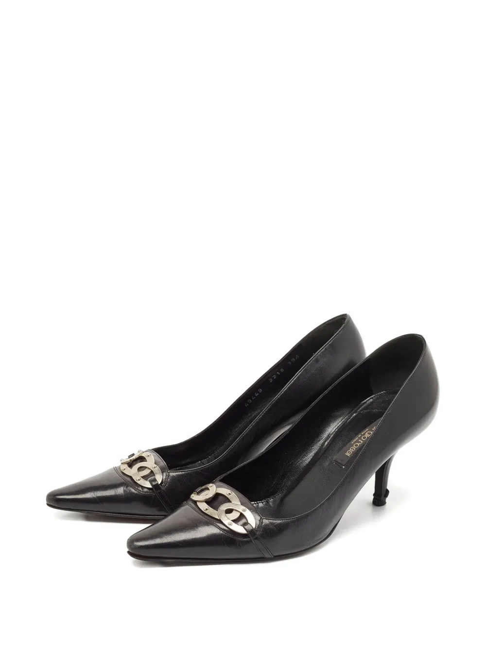 Sergio Rossi Vintage Leren pumps met ketting - Zwart