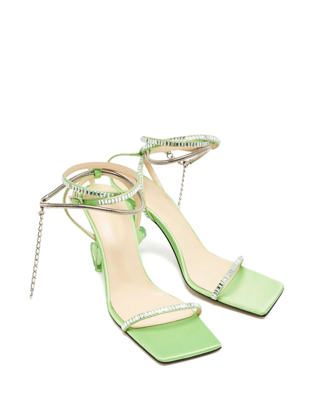 MACH & MACH 90 mm sandalen met kristallen hart - Groen
